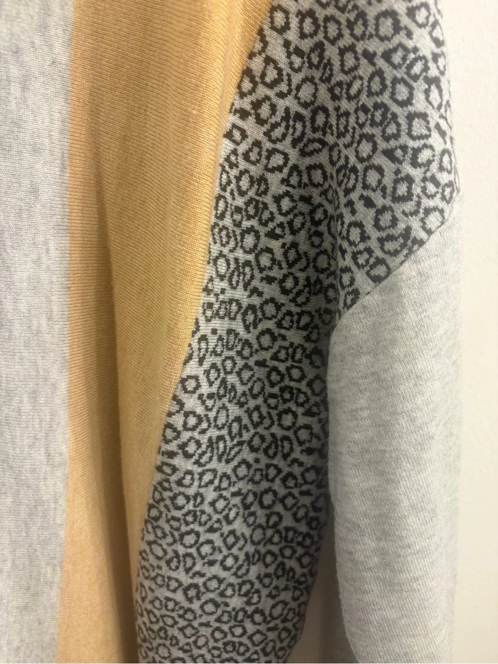 Light Gray Colorblock Zyia Active  Sweater with Mustard Panel